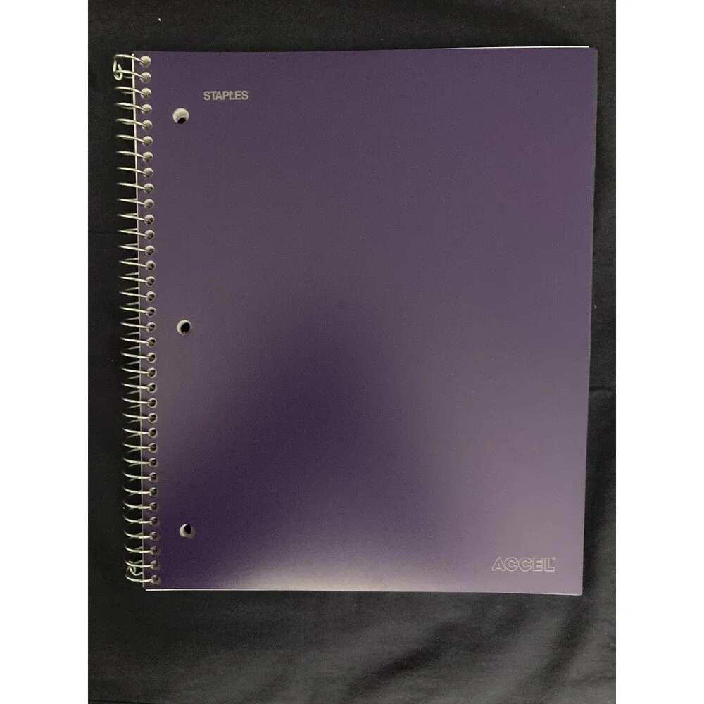 College Ruled Spiral Notebook With Pocket | Purple Front Cover | 84 Sheets